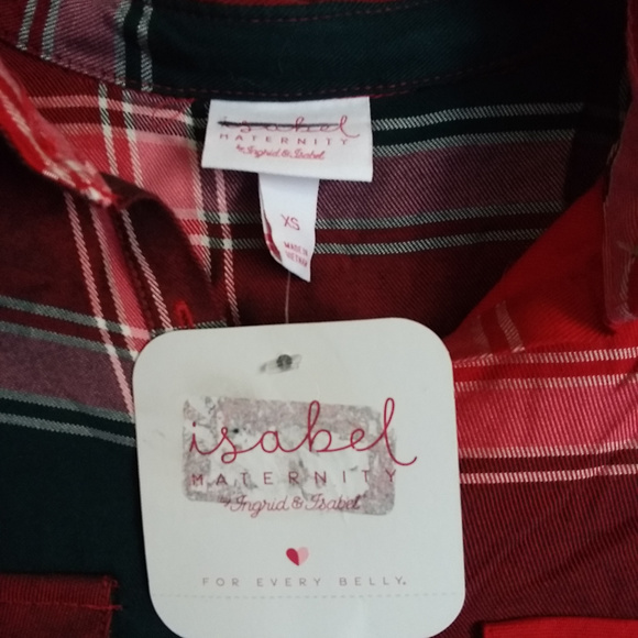 Maternity top Plaid Long Sleeve Popover Tunic - Picture 5 of 6